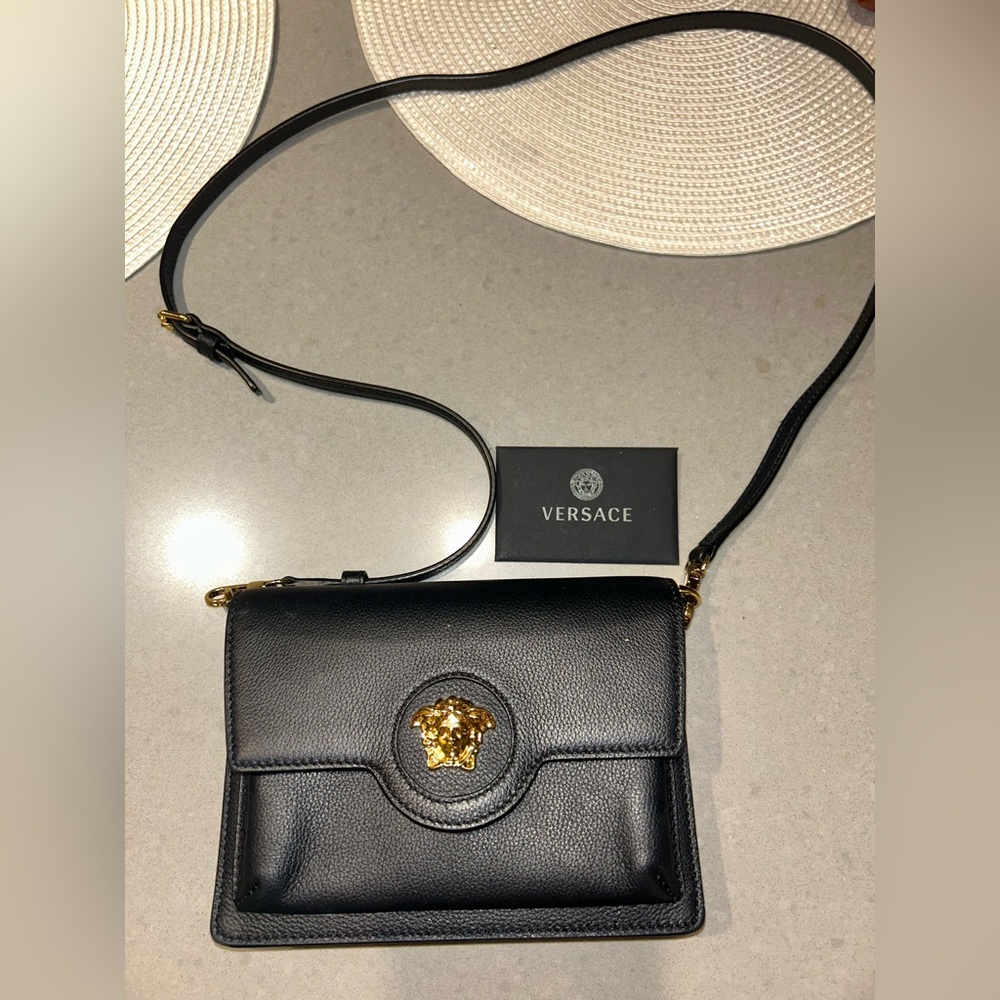 Versace Black Leather Crossbody Bag